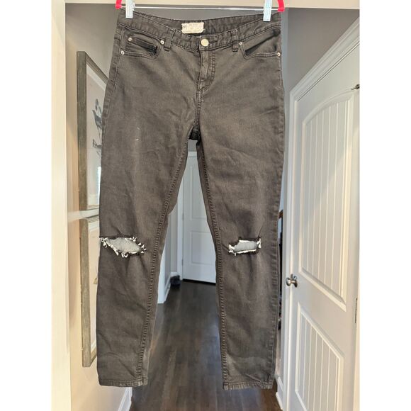 Free People Distressed Destroyed Skinny Jeans Black Women Size 29 – 32” Inseam - Picture 2 of 5